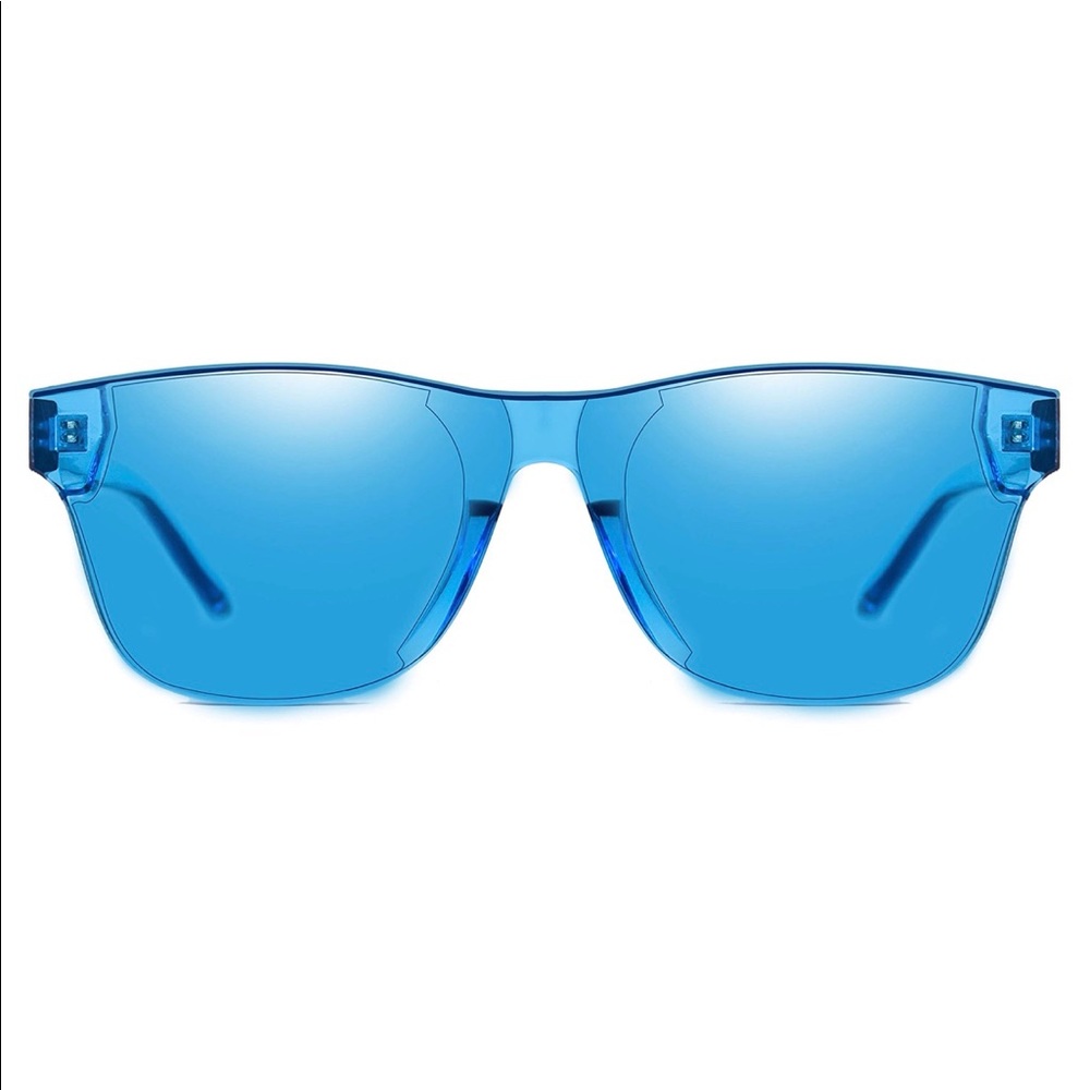 Rimless Wayfarer Sunglasses Retro Sky Blue Classic - Picture 3 of 4
